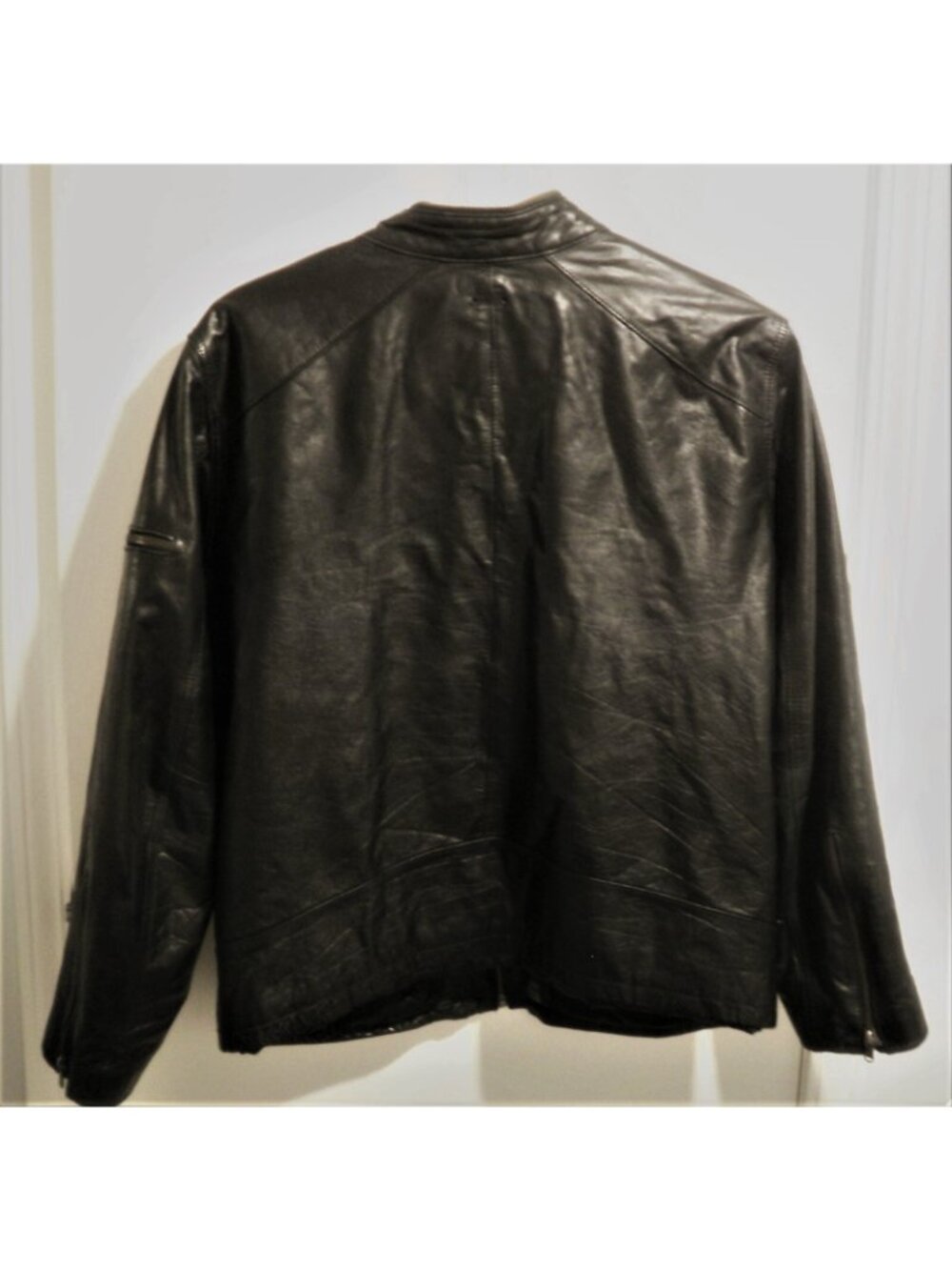 Vintage Retro Sean John Leather  Biker Jacket Men's Size XL Zippers - Picture 2 of 11